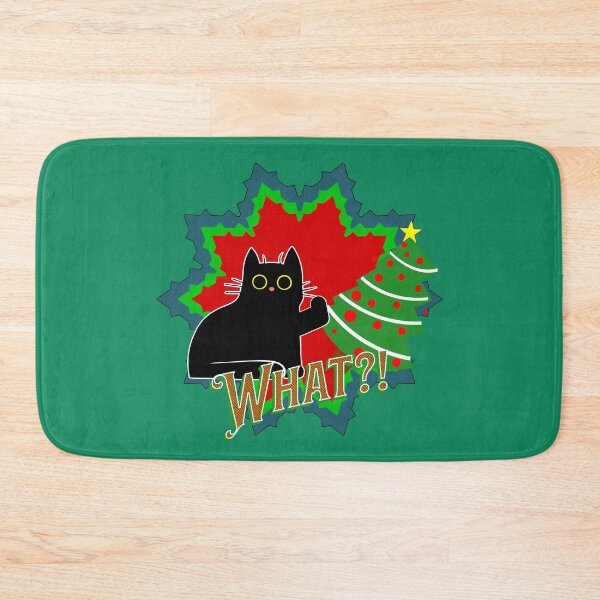 Item preview, Cat Pushing Christmas Tree | Guilty Kitty | Black Cat Pushing Tree designed and sold by Wavecrest Wearables.