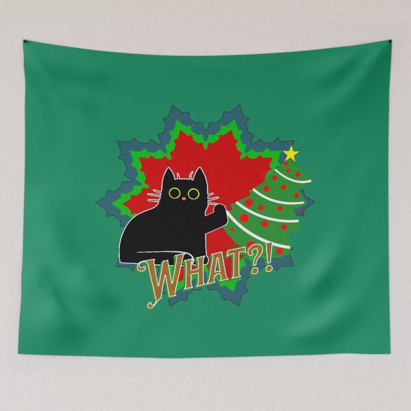 Item preview, Cat Pushing Christmas Tree | Guilty Kitty | Black Cat Pushing Tree designed and sold by Wavecrest Wearables.