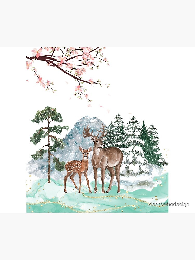 Couple of Deers in Winter by deerbohodesign