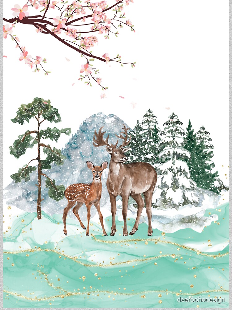 Couple of Deers in Winter by deerbohodesign