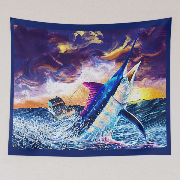 Item preview, Breaching Blue Marlin Sunset Impression designed and sold by Color4Nature.