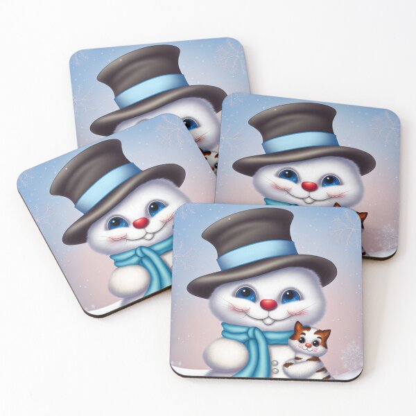 Item preview, Fuzzy Snowman holding Kitten designed and sold by GummywormDesign.