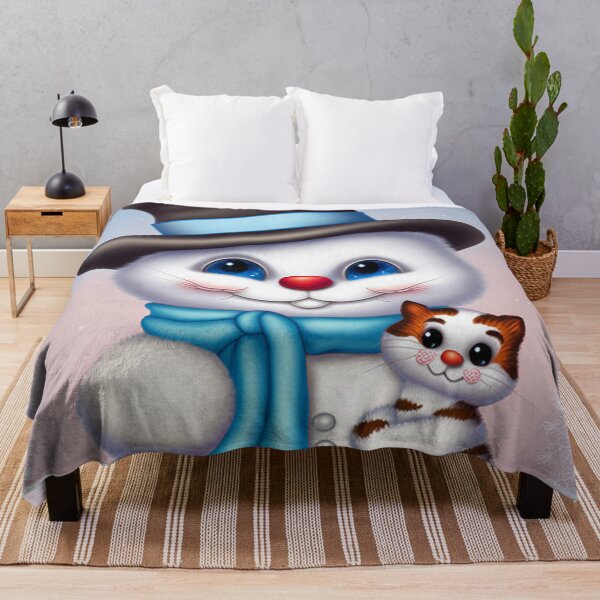 Item preview, Fuzzy Snowman holding Kitten designed and sold by GummywormDesign.