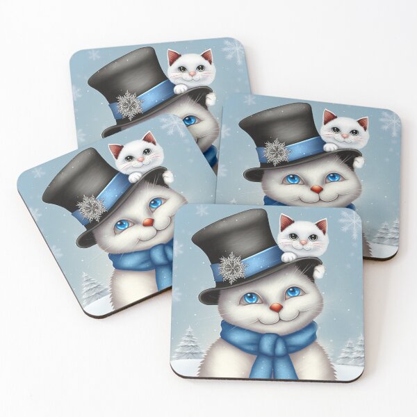Item preview, Cat Snowman with Kitten on Hat designed and sold by GummywormDesign.
