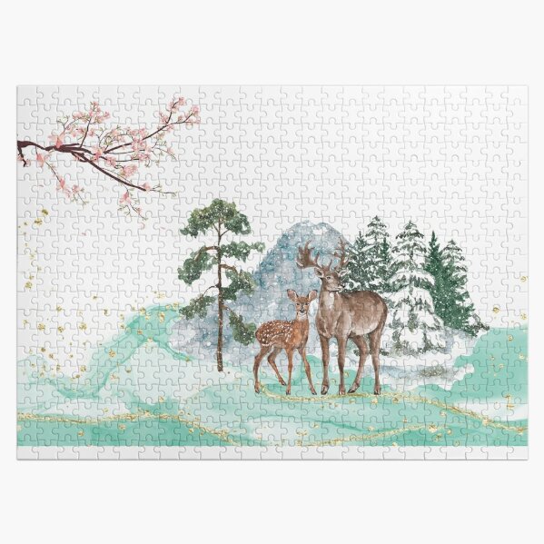 Couple of Deers in Winter Jigsaw Puzzle