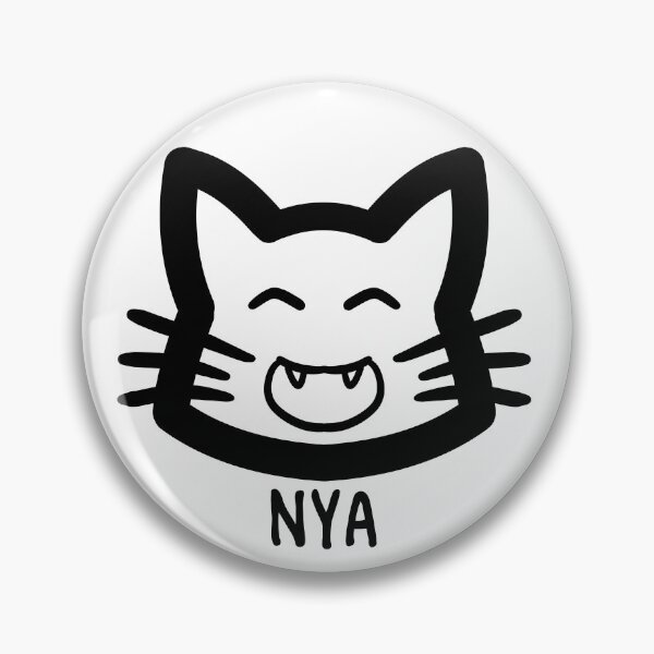 Item preview, Happy Nya Simple Cat Head Text designed and sold by kotastrophe.