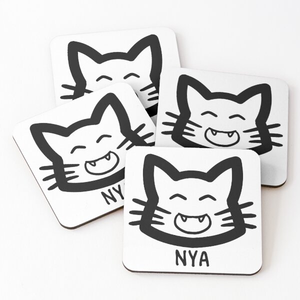 Item preview, Happy Nya Simple Cat Head Text designed and sold by kotastrophe.