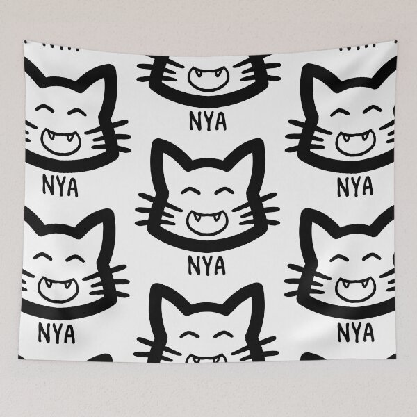 Item preview, Happy Nya Simple Cat Head Text designed and sold by kotastrophe.