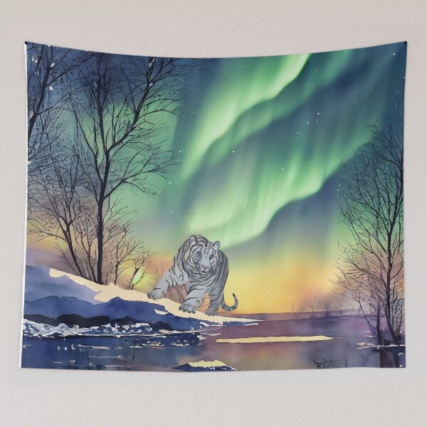 Item preview, Watercolor Northern Lights And Bengal designed and sold by virillanissa.