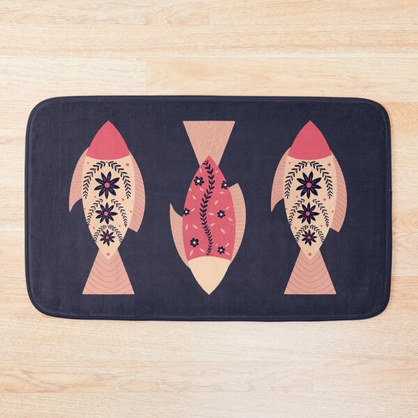 Item preview, Pink and navy floral fishes designed and sold by Home Cyn Home.