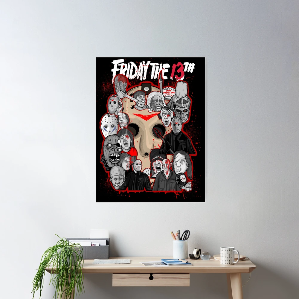 Friday The 13th Movie Collage Poster, Framed Art, Jason Voorhees, NEW, USA