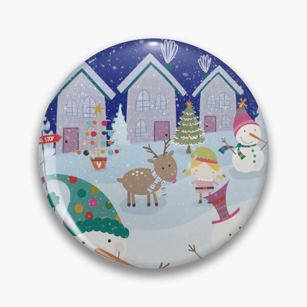 Item preview, Cute wintery landscape with the happy Snowmen having a Christmas party in the snowfall designed and sold by marina63.