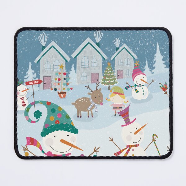 Item preview, Cute wintery landscape with the happy Snowmen having a Christmas party in the snowfall designed and sold by marina63.