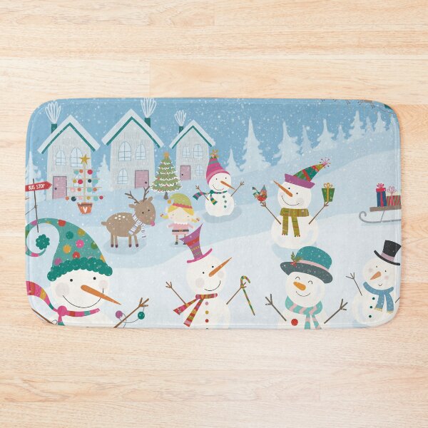 Item preview, Cute wintery landscape with the happy Snowmen having a Christmas party in the snowfall designed and sold by marina63.