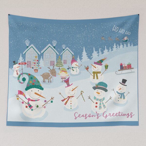 Item preview, Cute wintery landscape with the happy Snowmen having a Christmas party in the snowfall designed and sold by marina63.