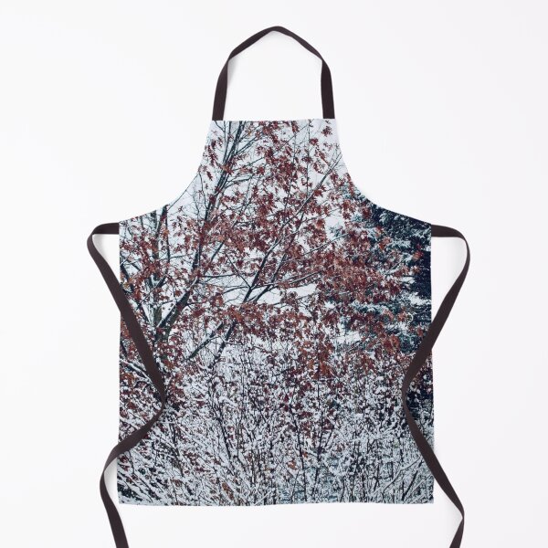 Item preview, red leaves hanging on in first snow fall designed and sold by JayMonochrome.