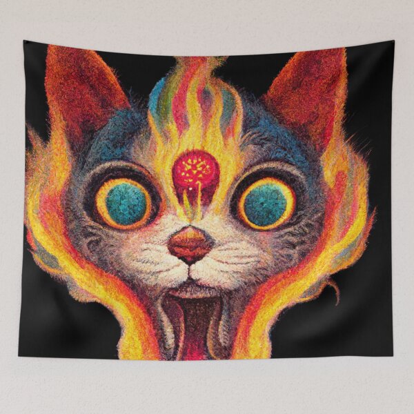 Item preview, Psychedelic Cat With Third Eye and Chakara Opened designed and sold by jjwalters.