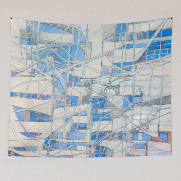 Item preview, Minimalist Blue Art with Strokes and Lines Print designed and sold by Inomaly Art.