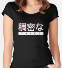 Aesthetic Japanese "THICC" Logo Women's Fitted Scoop T-Shirt