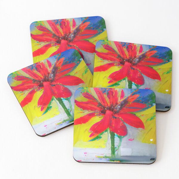 Item preview, Red flower abstract painting designed and sold by shrolts.