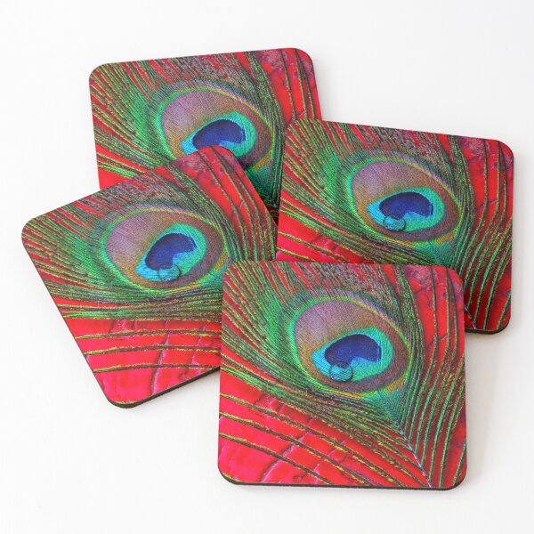 Item preview, Dew Drop On Peacock Feather On red Table designed and sold by Garry Gay.