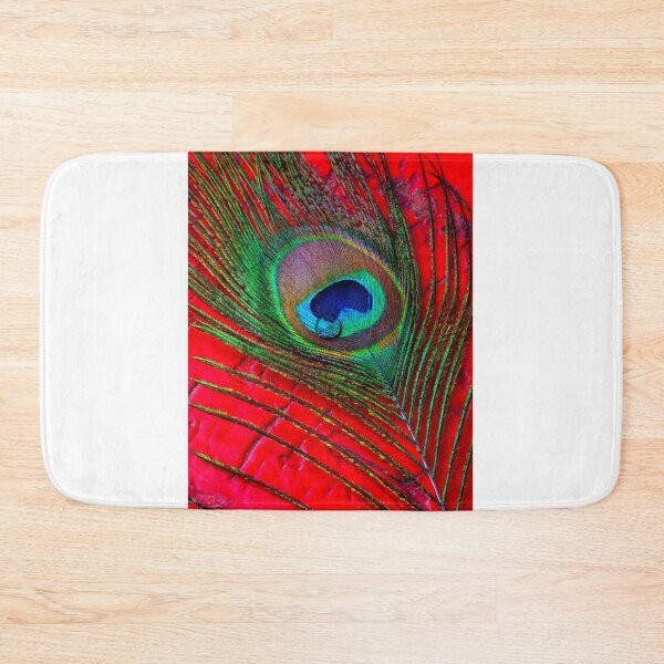 Item preview, Dew Drop On Peacock Feather On red Table designed and sold by Garry Gay.