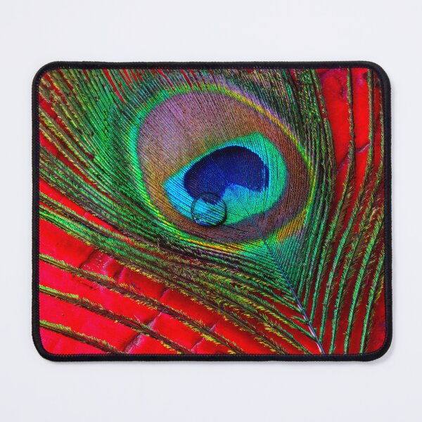 Item preview, Dew Drop On Peacock Feather On red Table designed and sold by Garry Gay.