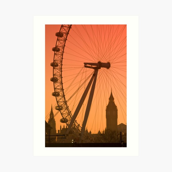 UK, England, London, Big Ben and London Eye (Alan Copson ©) Art Print