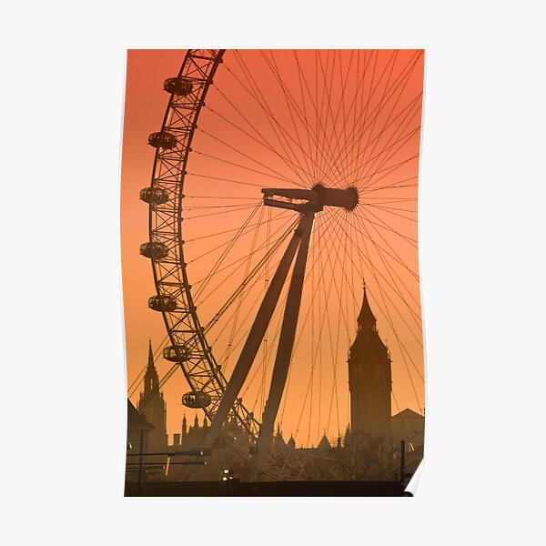UK, England, London, Big Ben and London Eye (Alan Copson ©) Poster