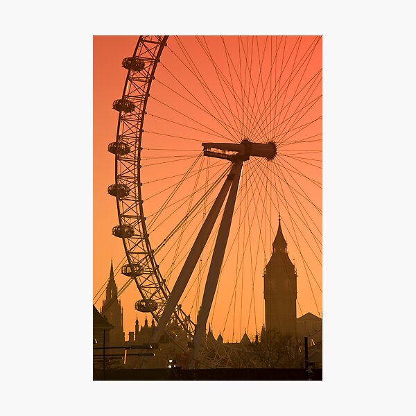 UK, England, London, Big Ben and London Eye (Alan Copson ©) Photographic Print
