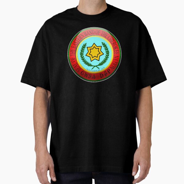 Vista previa del artículo con la obra «Bandera de la Nación Cherokee del Este en forma de Roundel», diseñado y vendido por Osprey Tees.