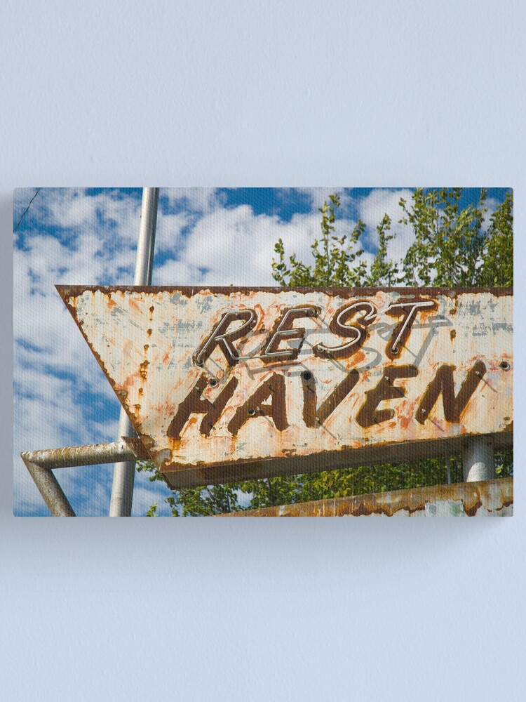 Alternate view of Route 66. Afton. Old Rest Haven Motel sign. (Alan Copson © 2007) Canvas Print