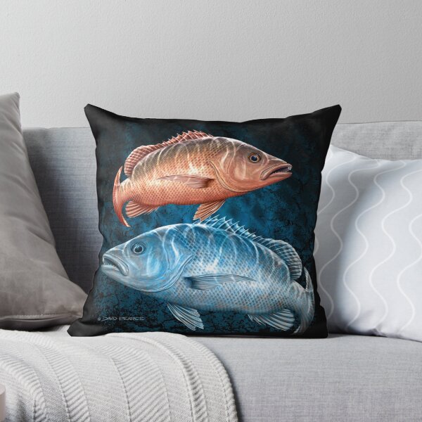 Mangrove Jack on black & blue Throw Pillow