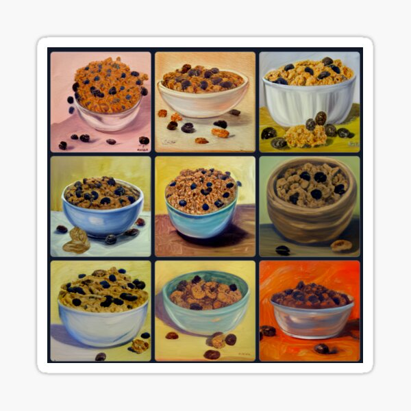 "Raisin Bran Cereals art" Sticker for Sale by CinderPress Redbubble