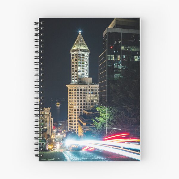 Item preview, Seattle Streets with Smith Tower Over Puget Sound at Night designed and sold by Open Range Studios.