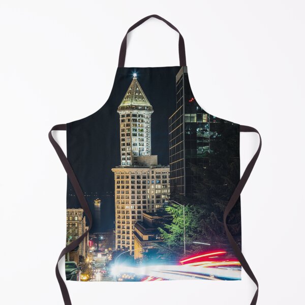 Item preview, Seattle Streets with Smith Tower Over Puget Sound at Night designed and sold by Open Range Studios.