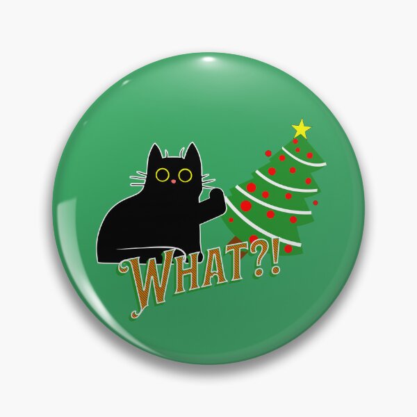 Item preview, Cat Pushing Christmas Tree (Alt. Version) | Guilty Kitty | Black Cat Pushing Tree designed and sold by Wavecrest Wearables.