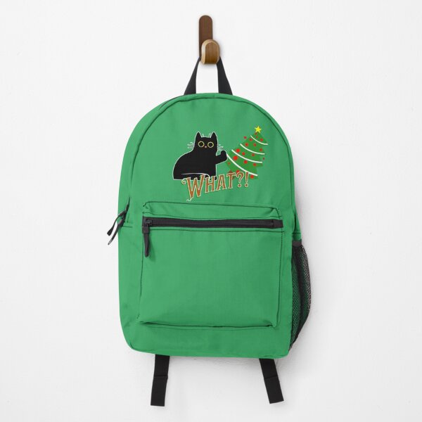 Item preview, Cat Pushing Christmas Tree (Alt. Version) | Guilty Kitty | Black Cat Pushing Tree designed and sold by Wavecrest Wearables.