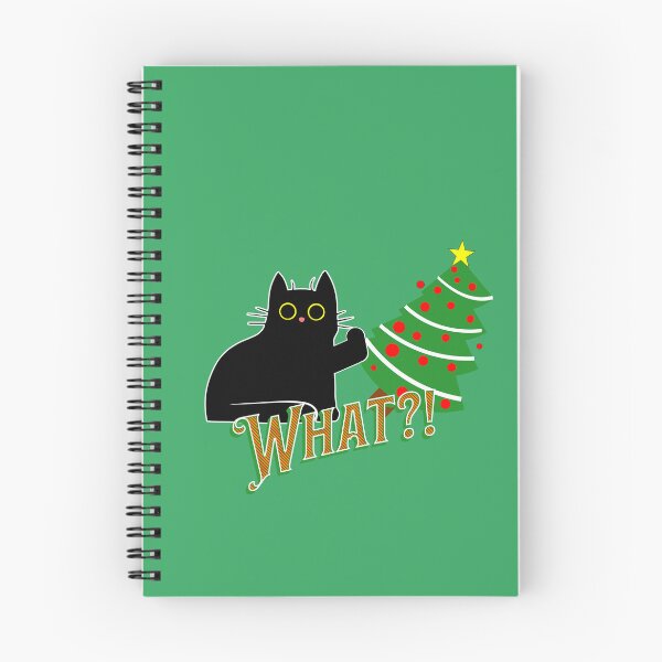 Item preview, Cat Pushing Christmas Tree (Alt. Version) | Guilty Kitty | Black Cat Pushing Tree designed and sold by Wavecrest Wearables.