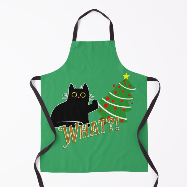Item preview, Cat Pushing Christmas Tree (Alt. Version) | Guilty Kitty | Black Cat Pushing Tree designed and sold by Wavecrest Wearables.