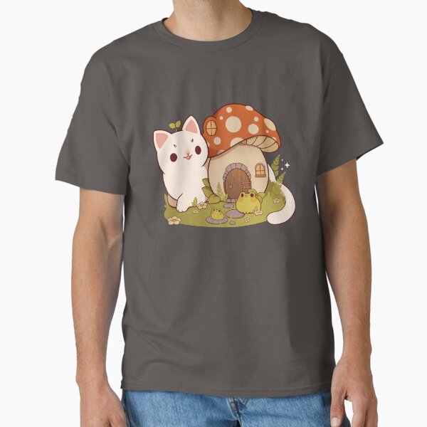 Item preview, Mushroom house with cat and frog friends designed and sold by Rihnlin.
