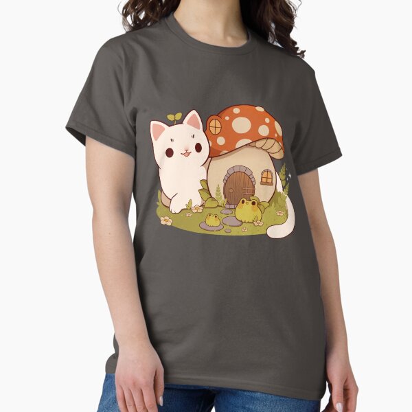 Item preview, Mushroom house with cat and frog friends designed and sold by Rihnlin.