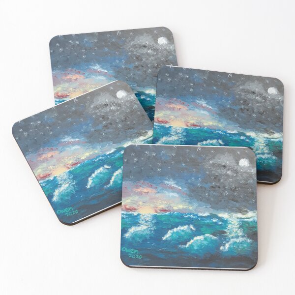 Item preview, Active ocean at night designed and sold by DabbysArt.