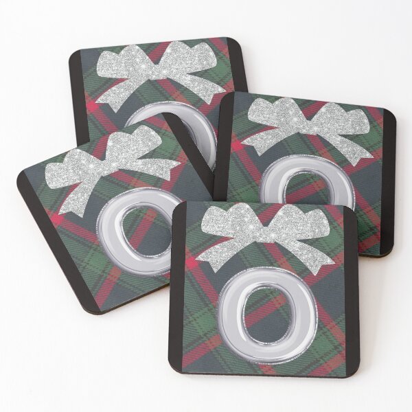 Item preview, Glorious Red and Green Plaid with Glittering Bow and Puff Initial-O designed and sold by SunMoonBeyond.