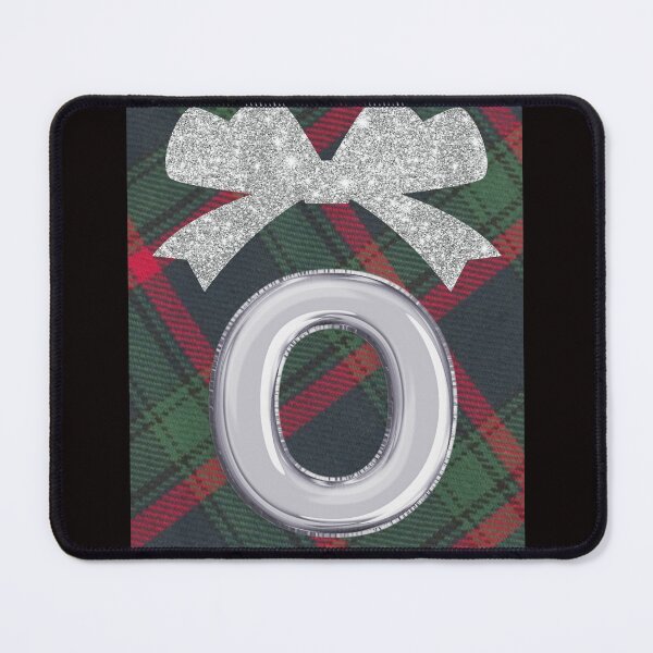 Item preview, Glorious Red and Green Plaid with Glittering Bow and Puff Initial-O designed and sold by SunMoonBeyond.
