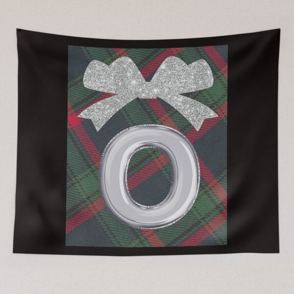 Item preview, Glorious Red and Green Plaid with Glittering Bow and Puff Initial-O designed and sold by SunMoonBeyond.