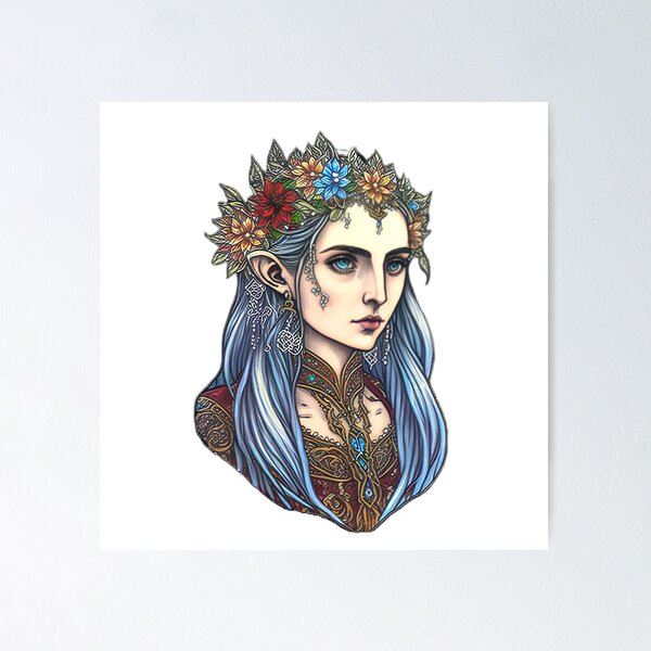 Item preview, Blue haired floral elf designed and sold by FantasyPatterns.