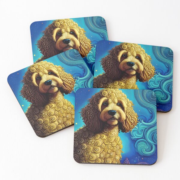 Item preview, Goldendoodle Dog Psychedelic Beautiful Doodle Portrait Digital Art Painting designed and sold by Lovedogz4life.