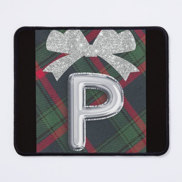 Item preview, Glorious Red and Green Plaid with Glittering Bow and Puff Initial-P designed and sold by SunMoonBeyond.