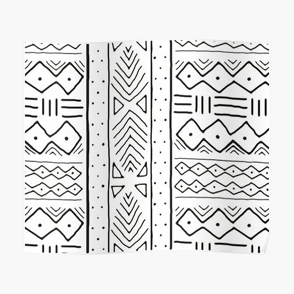 african mudcloth white Poster